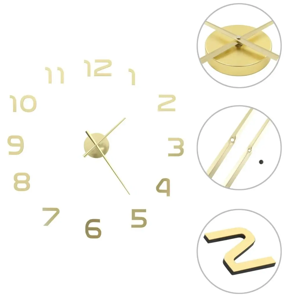 3D Wall Clock Modern Design 100 cm XXL Gold 50640