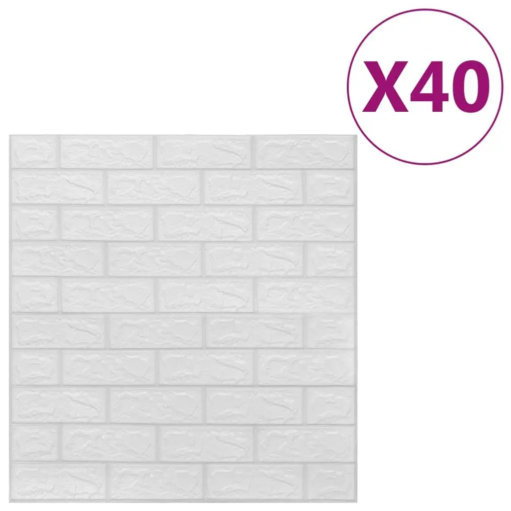 3D Wallpaper Bricks Self-adhesive 40 pcs White 150720