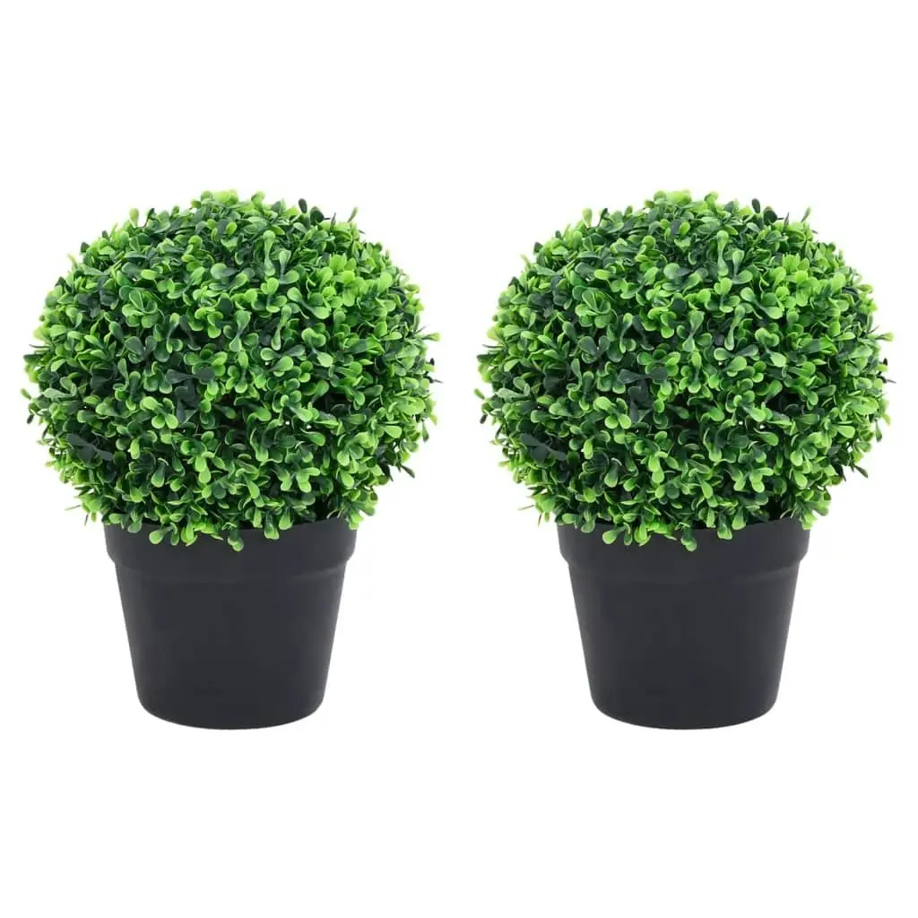 Artificial Boxwood Plants 2 pcs with Pots Ball Shaped Green 27 cm 336520