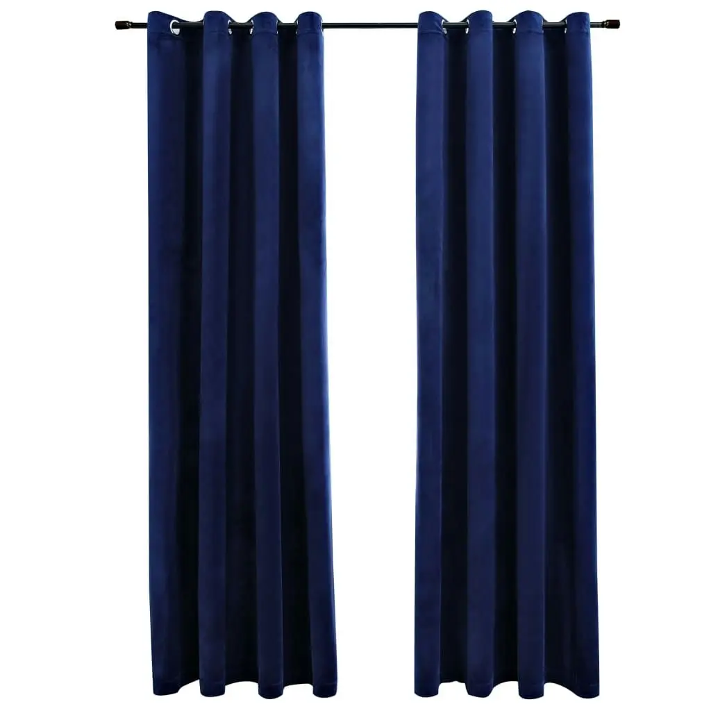 Blackout Curtains with Rings 2 pcs Velvet Dark Blue 140x245 cm 134530