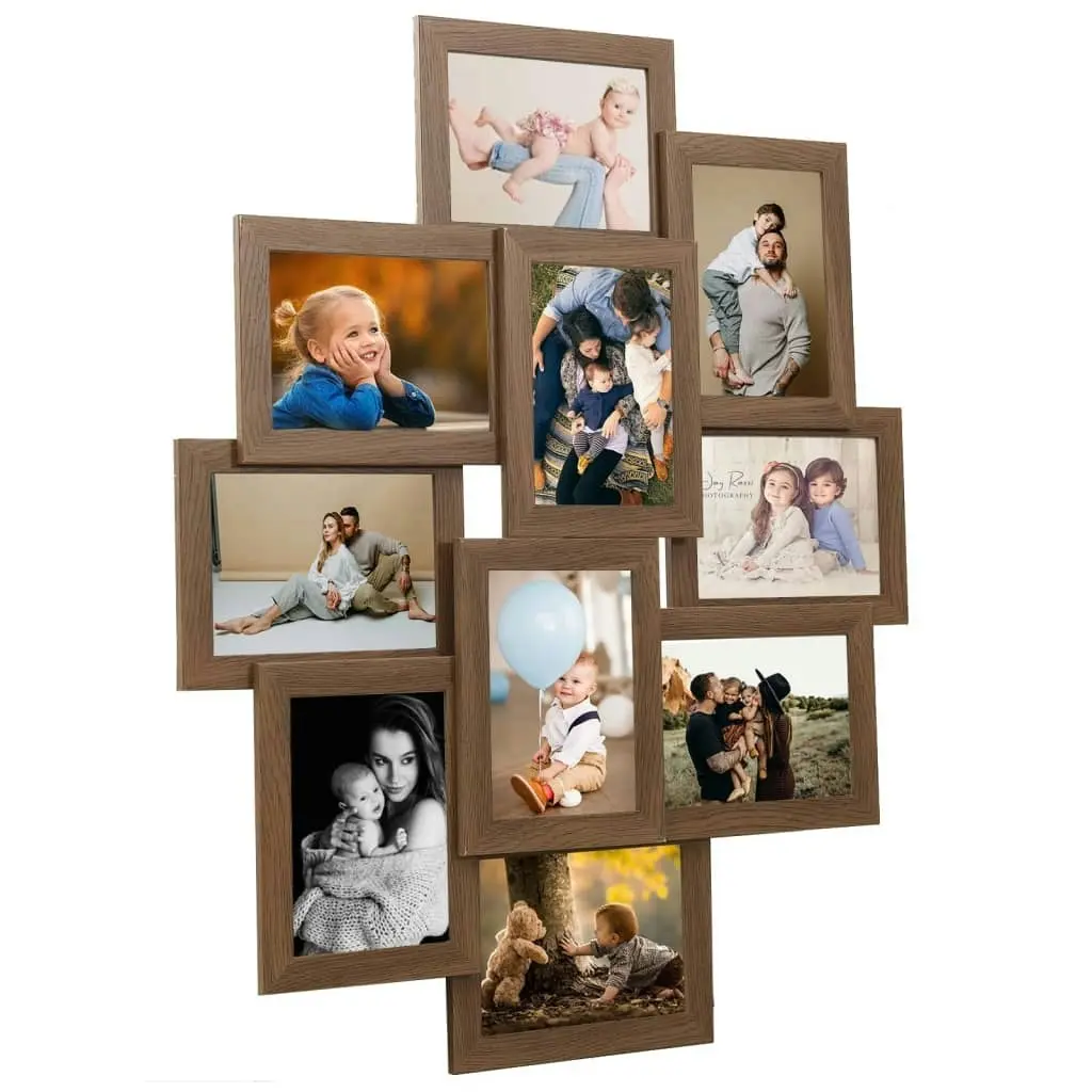 Collage Photo Frame for Picture 10 pcs 13x18 cm Light Brown MDF 332777