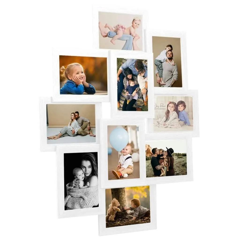 Collage Photo Frame for Picture 10 pcs 13x18 cm White MDF 332781