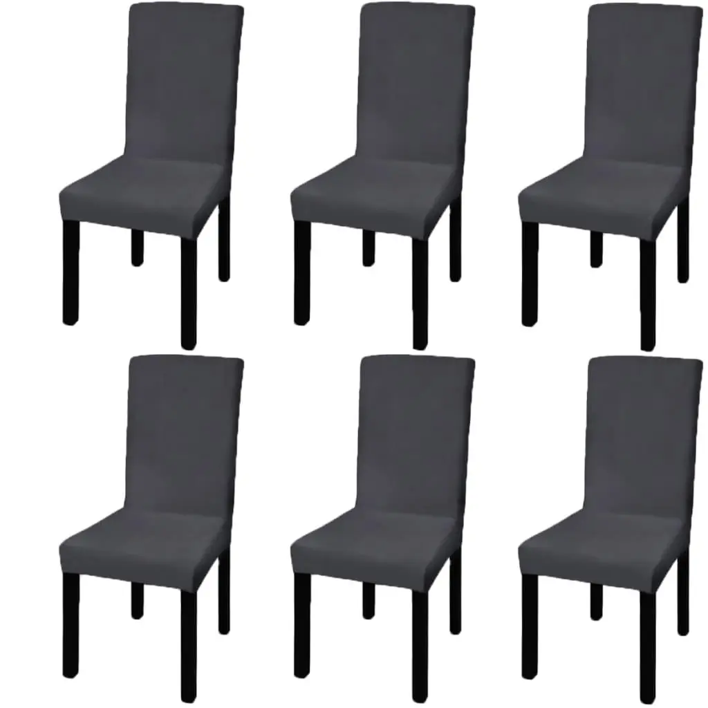 Straight Stretchable Chair Cover 6 pcs Anthracite 131422