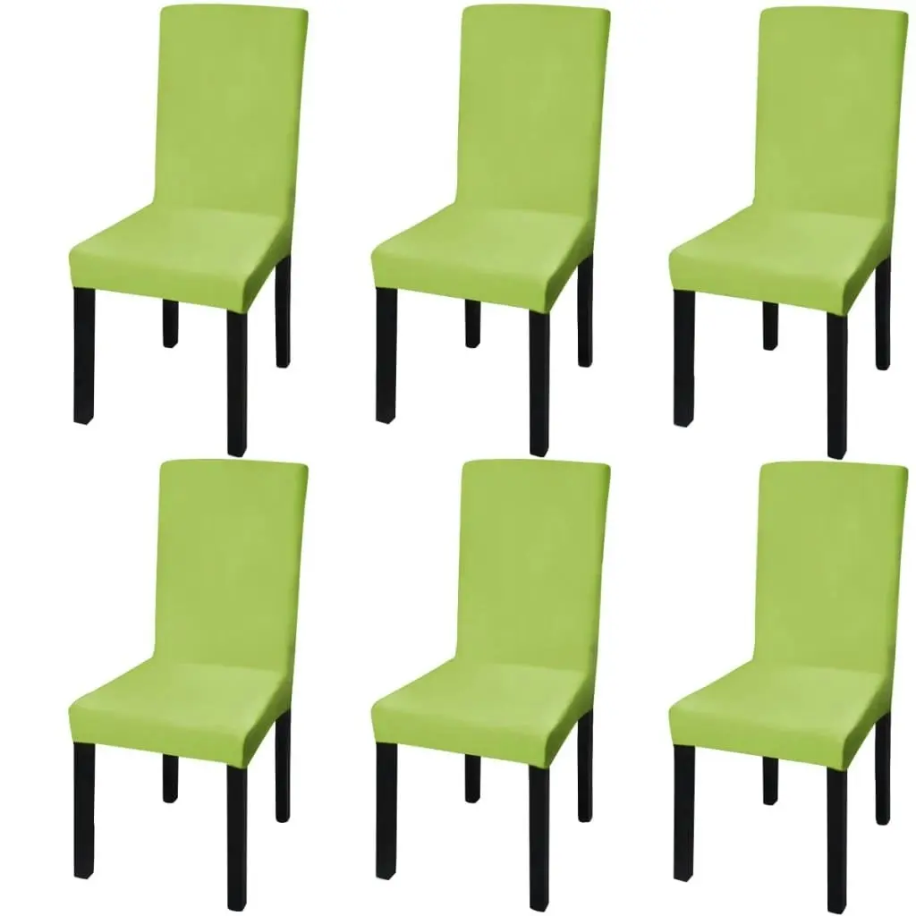 Straight Stretchable Chair Cover 6 pcs Green 131424