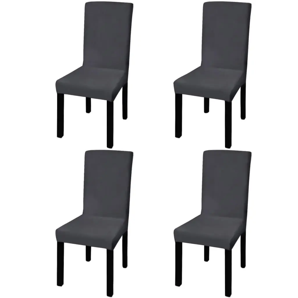 Straight Stretchable Chair Cover 4 pcs Anthracite 131425