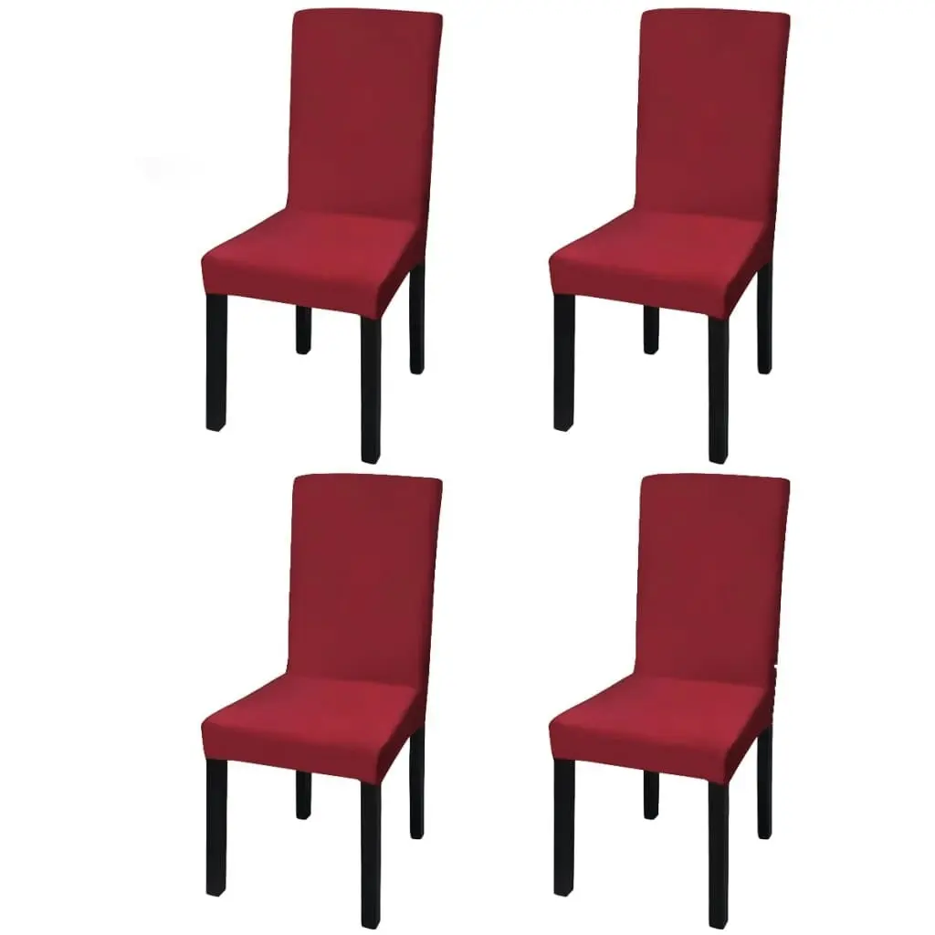 Straight Stretchable Chair Cover 4 pcs Bordeaux 131420