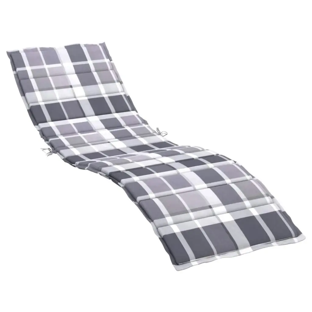 Sun Lounger Cushion Grey Check Pattern 200x50x3cm Oxford Fabric 314202