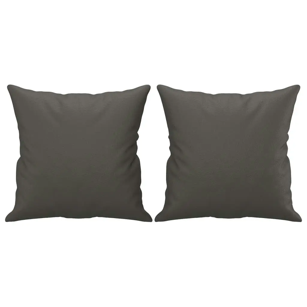 Throw Pillows 2 pcs Grey 40x40 cm Faux Leather 349482