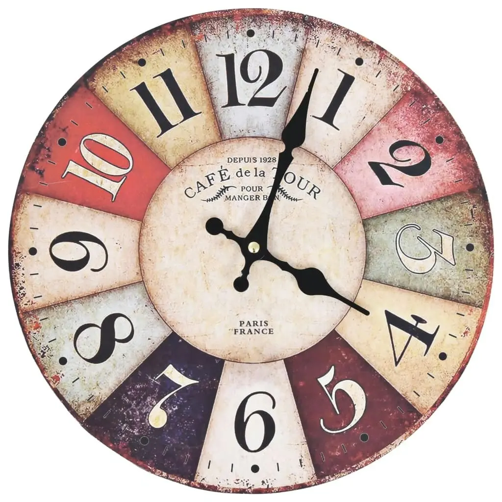 Vintage Wall Clock Colourful 30 cm 50629