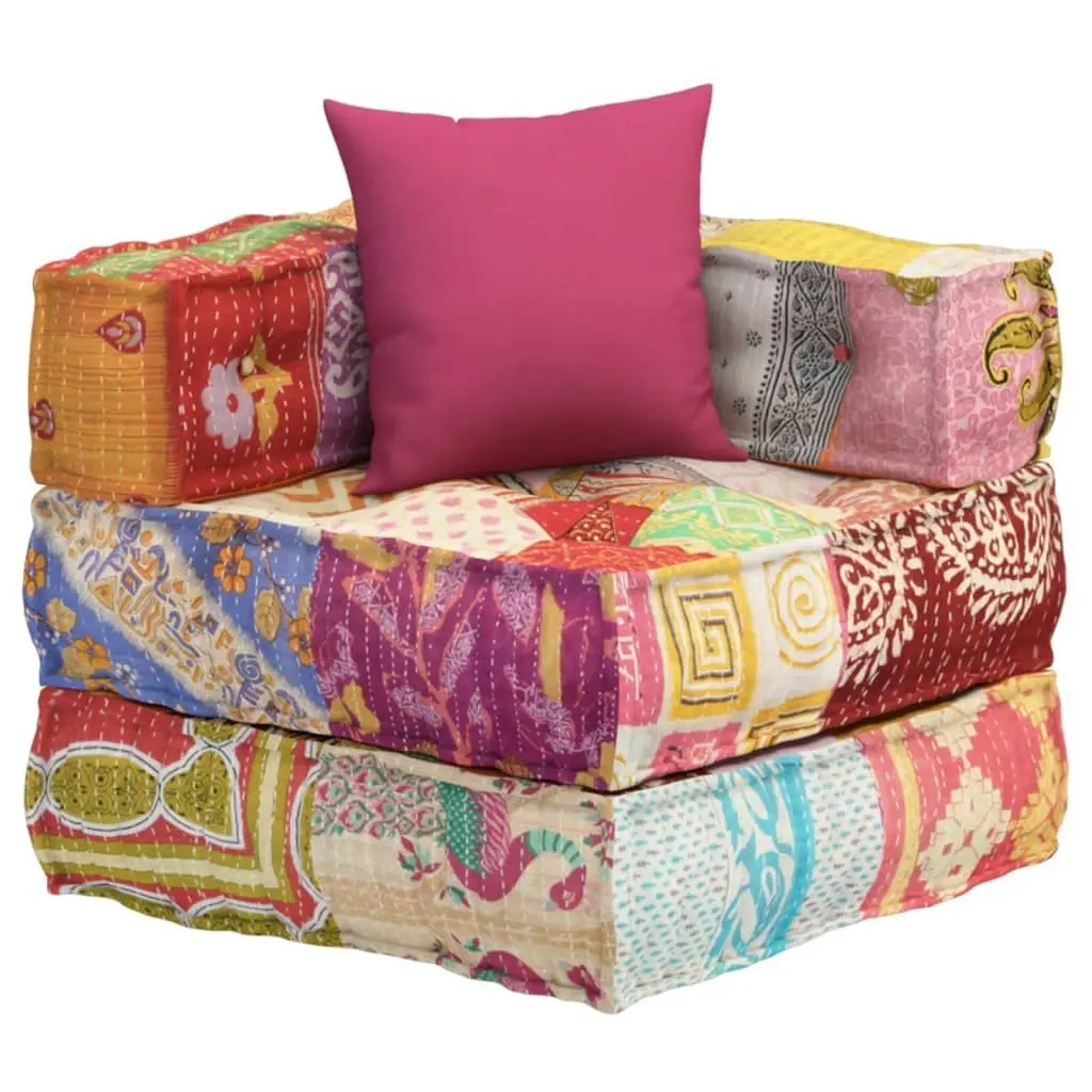 Modular Pouffe with Pillow Patchwork Fabric 350377