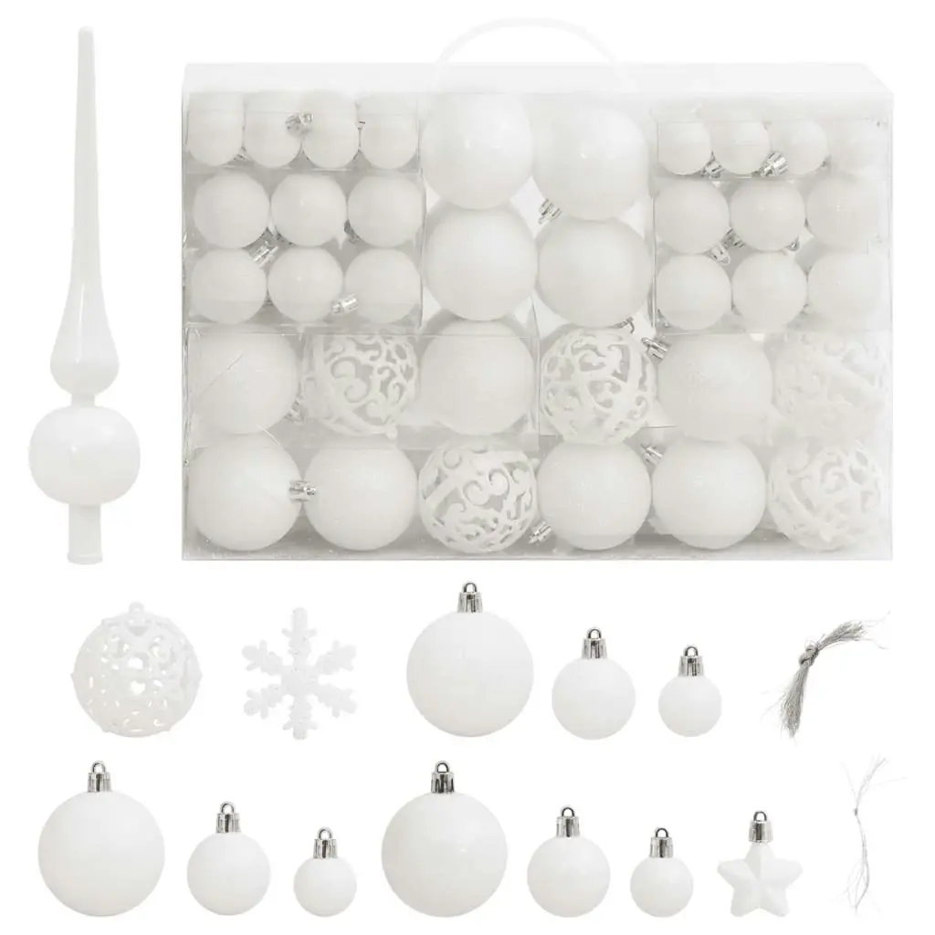 111 Piece Christmas Bauble Set White Polystyrene 356115