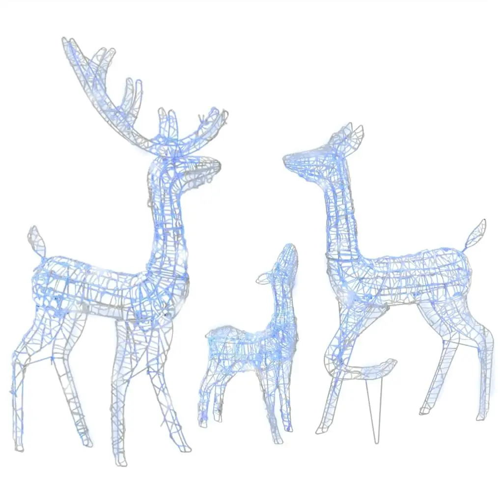 Acrylic Reindeer Family Christmas Decoration 300 LED Blue 329795