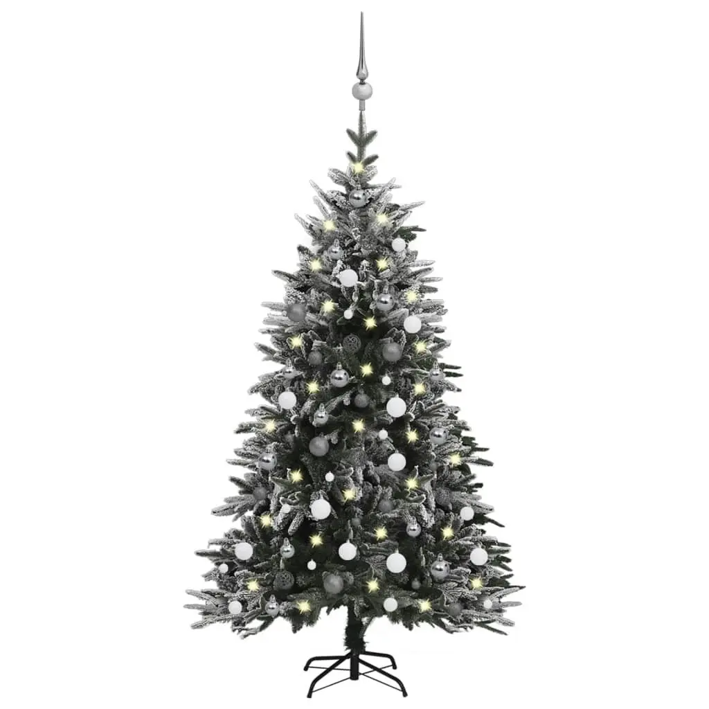 Artificial Christmas Tree LED&Ball Set&Flocked Snow 150 cm PVC&PE 3077928