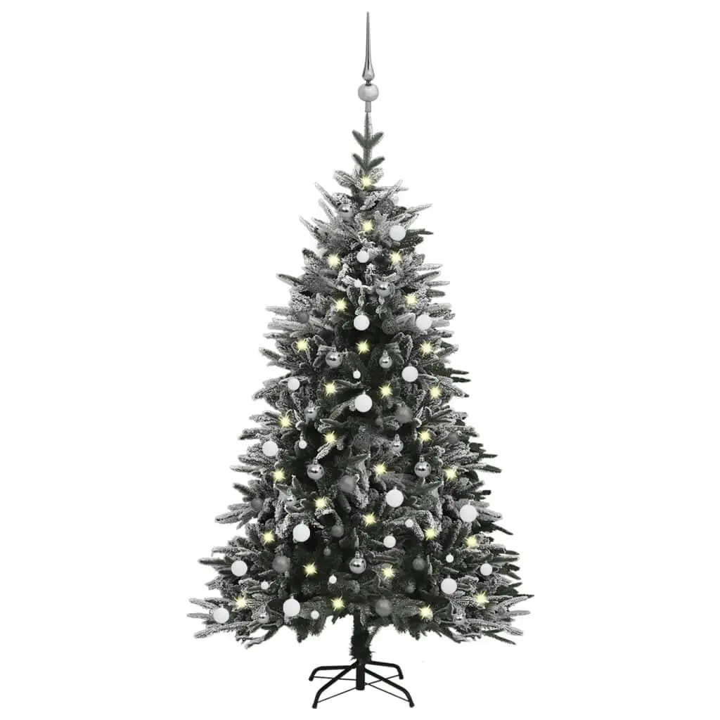 Artificial Christmas Tree LED&Ball Set&Flocked Snow 180 cm PVC&PE 3077929