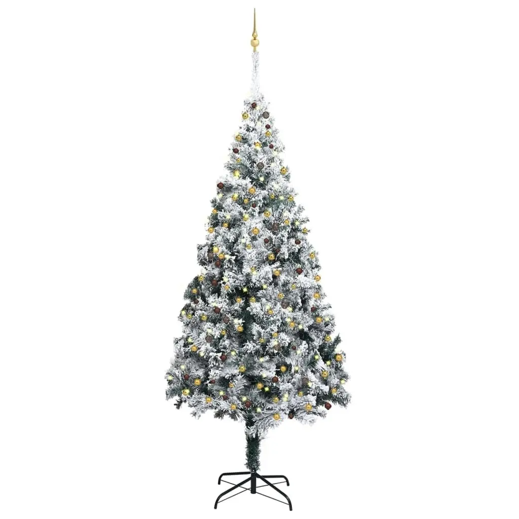 Artificial Christmas Tree LEDs&Ball Set&Flocked Snow Green 400cm 3077795