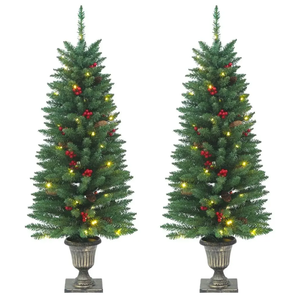 Artificial Christmas Trees 2 pcs 100 LEDs Green 120 cm 357770