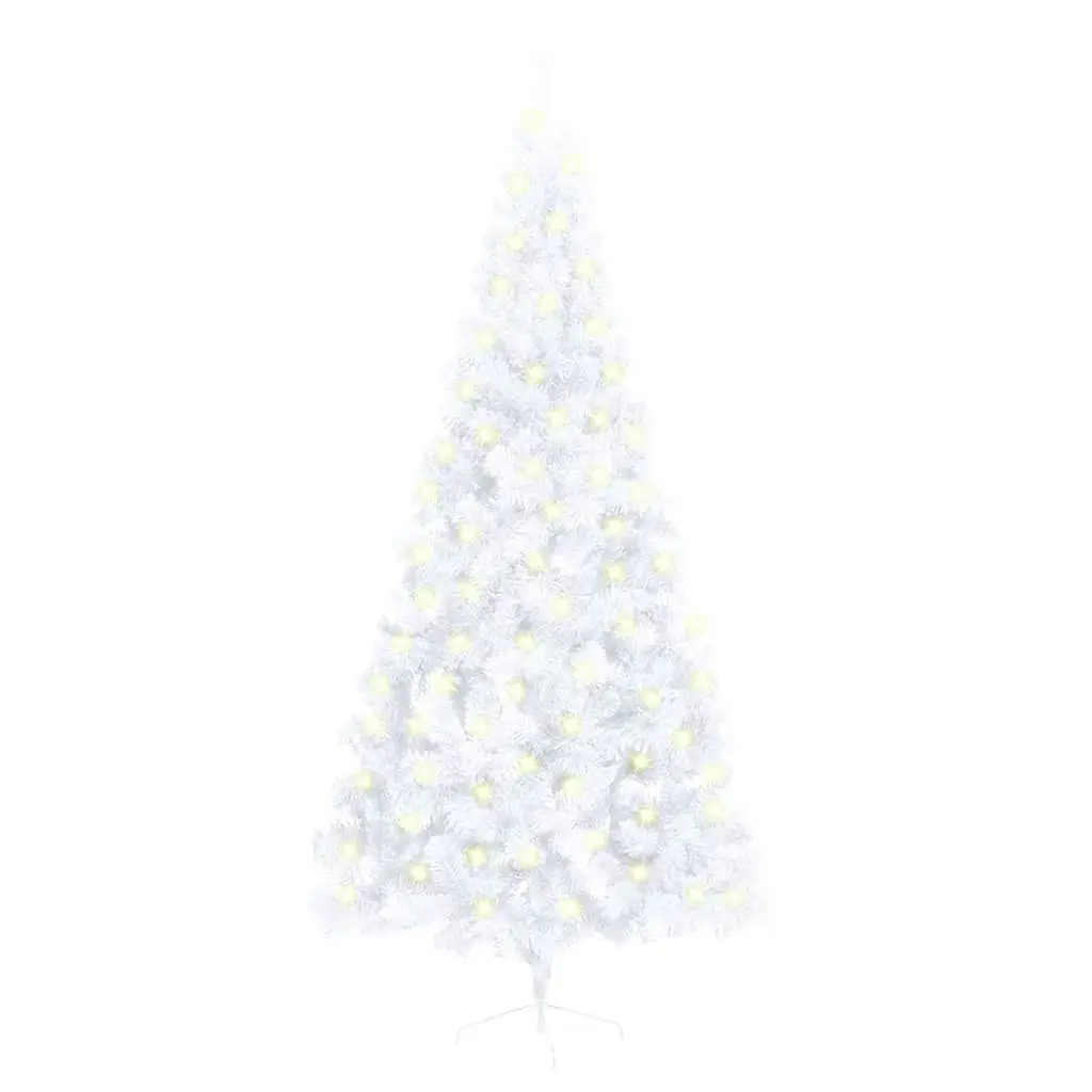 Artificial Half Pre-lit Christmas Tree with Stand White 210 cm PVC 3077399