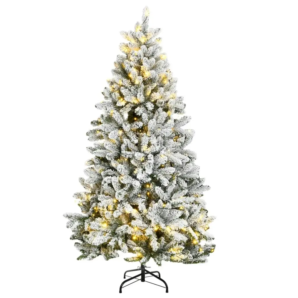 Artificial Hinged Christmas Tree 300 LEDs & Flocked Snow 180 cm 3210120