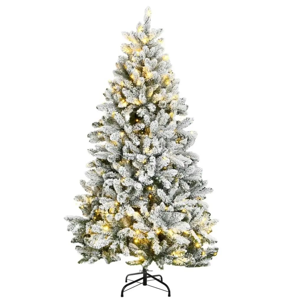 Artificial Hinged Christmas Tree 300 LEDs & Flocked Snow 210 cm 3210121