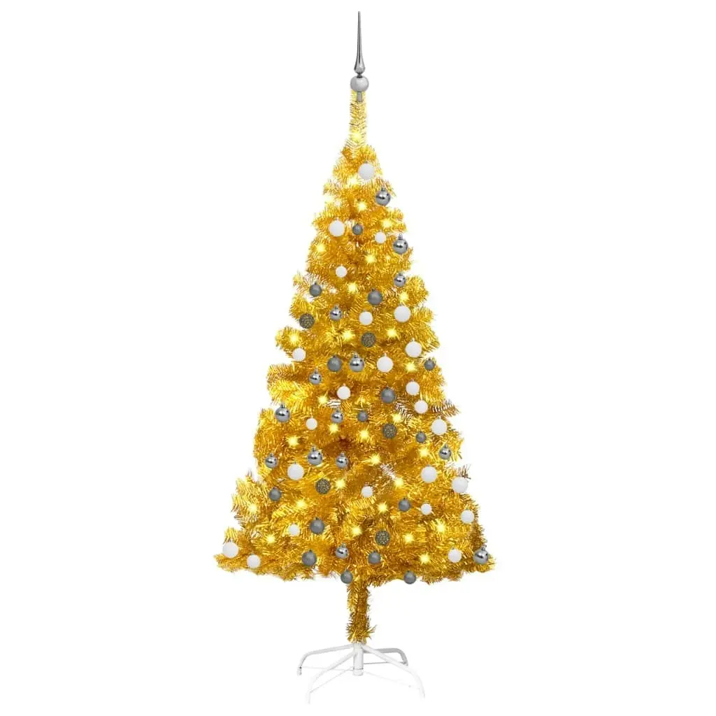 Artificial Pre-lit Christmas Tree with Ball Set Gold 120 cm PET 3077689