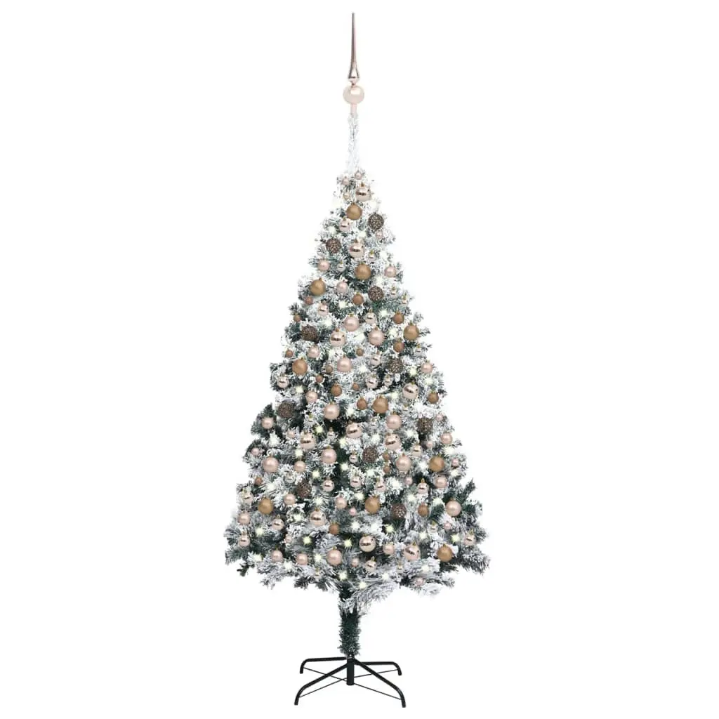 Artificial Pre-lit Christmas Tree with Ball Set Green 210 cm PVC 3077869