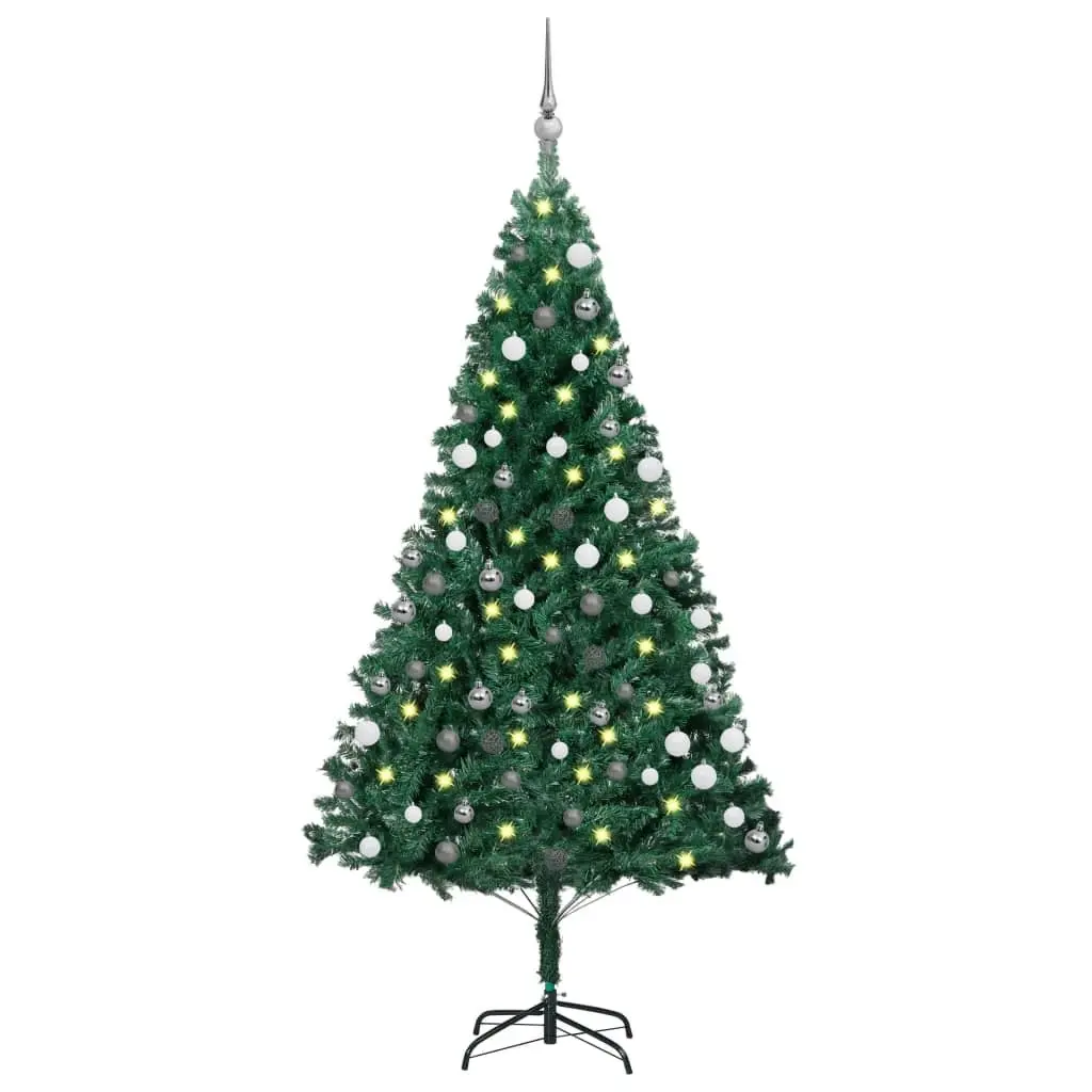 Artificial Pre-lit Christmas Tree with Ball Set Green 180 cm PVC 3077708