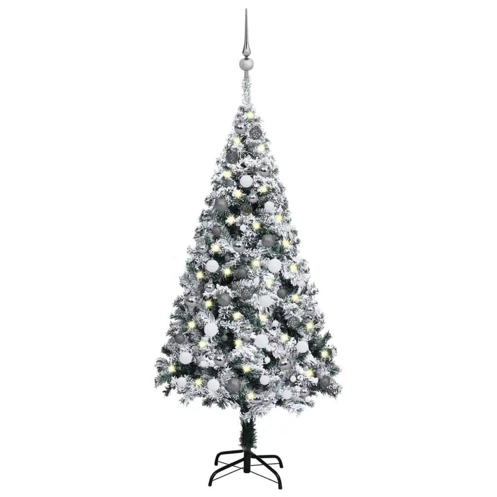 Artificial Pre-lit Christmas Tree with Ball Set Green 150 cm PVC 3077915