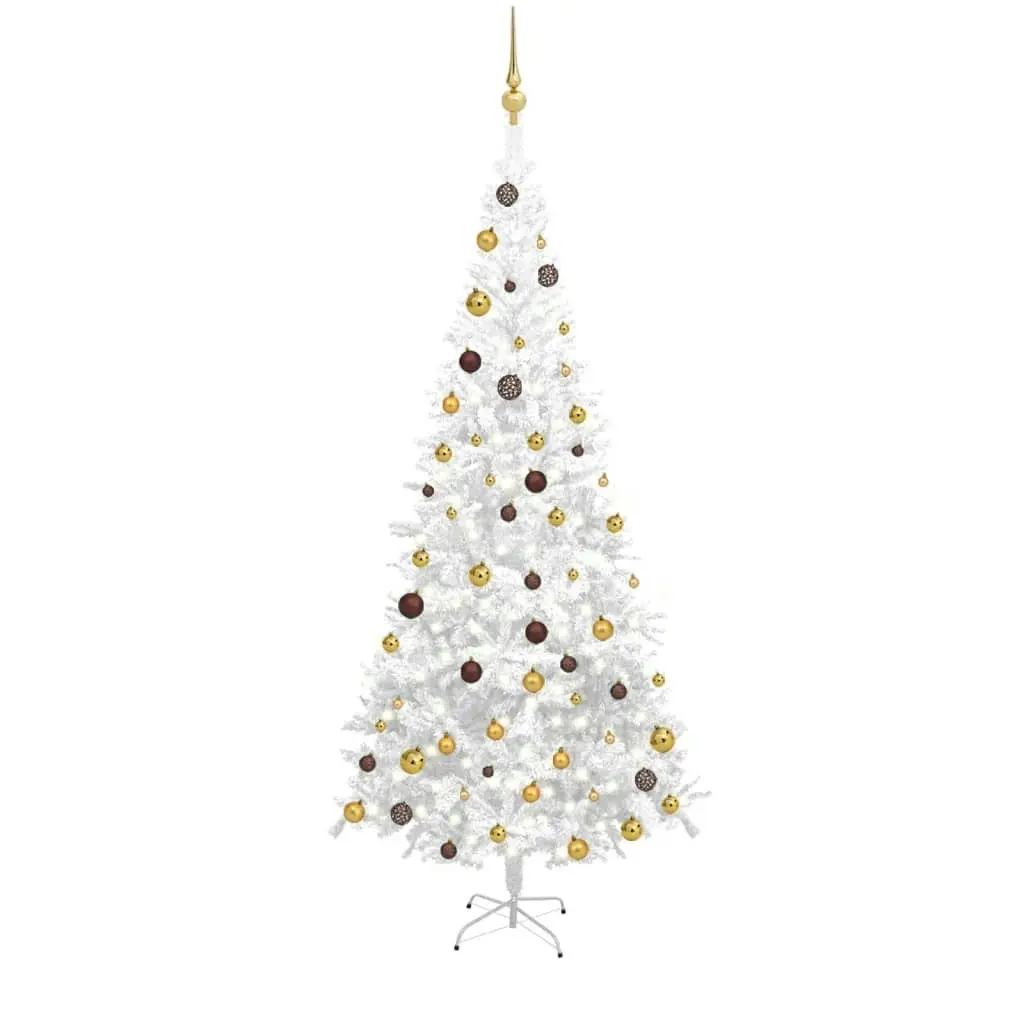 Artificial Pre-lit Christmas Tree with Ball Set L 240 cm White 3077496