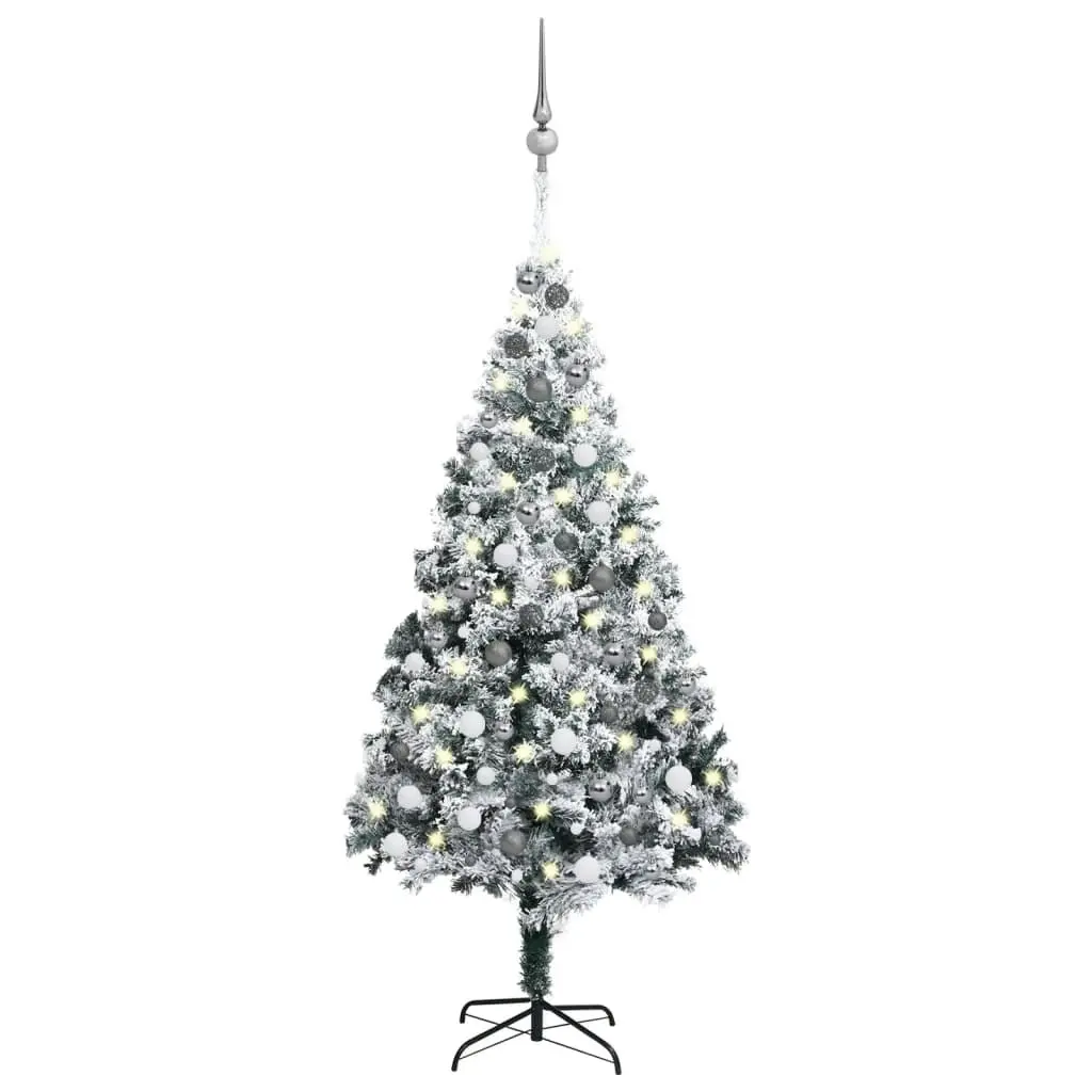 Artificial Pre-lit Christmas Tree with Ball Set Green 180 cm PVC 3077916