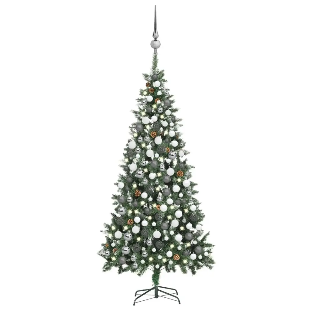 Artificial Pre-lit Christmas Tree with Ball Set Pine Cones 210 cm 3077897