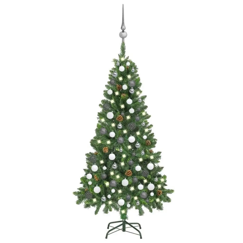 Artificial Pre-lit Christmas Tree with Ball Set Pine Cones 150 cm 3077892