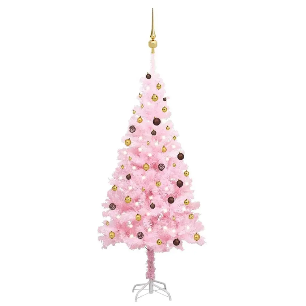 Artificial Pre-lit Christmas Tree with Ball Set Pink 210 cm PVC 3077500