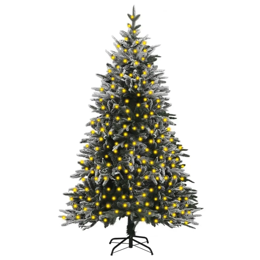 Artificial Pre-lit Christmas Tree with Flocked Snow 210 cm PVC&PE 3077786