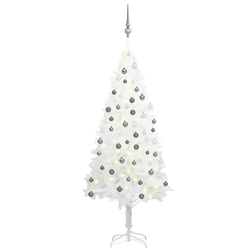 Artificial Pre-lit Christmas Tree with Ball Set White 150 cm 3077719