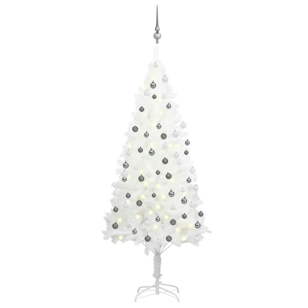 Artificial Pre-lit Christmas Tree with Ball Set White 180 cm 3077720