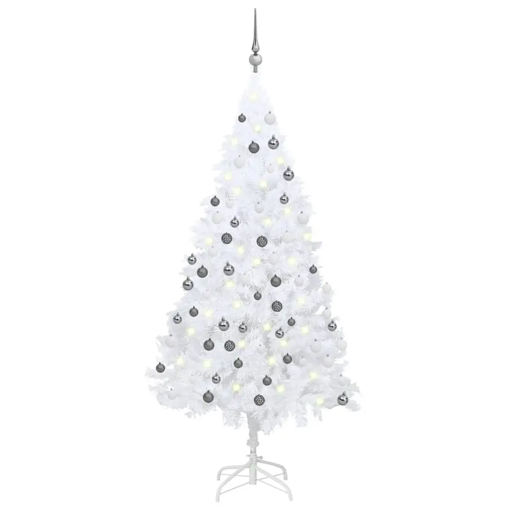 Artificial Pre-lit Christmas Tree with Ball Set White 180 cm PVC 3077713