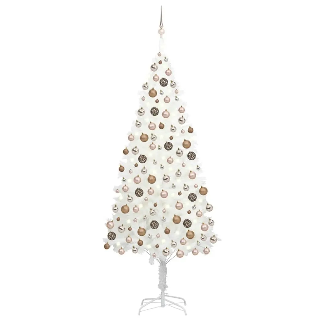 Artificial Pre-lit Christmas Tree with Ball Set White 210 cm 3077635