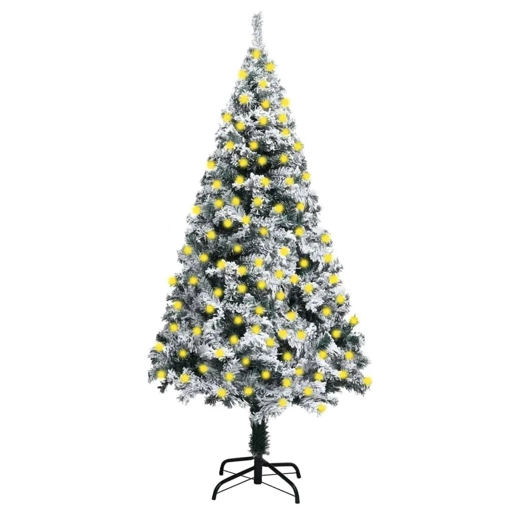 Artificial Pre-lit Christmas Tree with Flocked Snow Green 210 cm 3077768