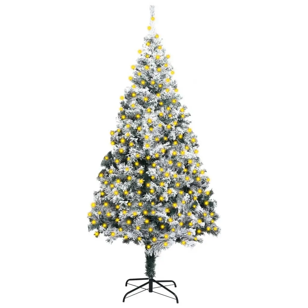 Artificial Pre-lit Christmas Tree with Flocked Snow Green 300 cm PVC 3077741