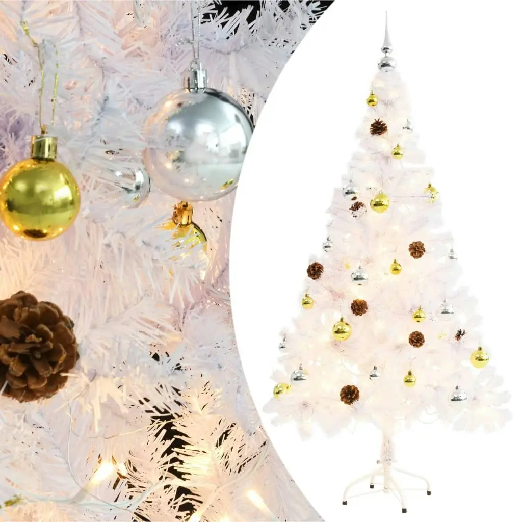 Artificial Pre-lit Christmas Tree with Baubles White 150 cm 321502