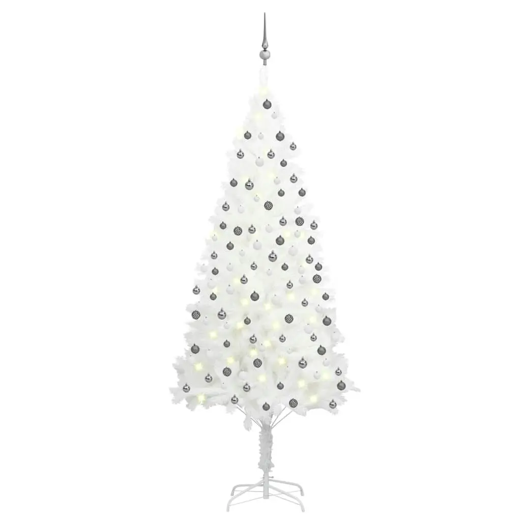 Artificial Pre-lit Christmas Tree with Ball Set White 210 cm 3077721