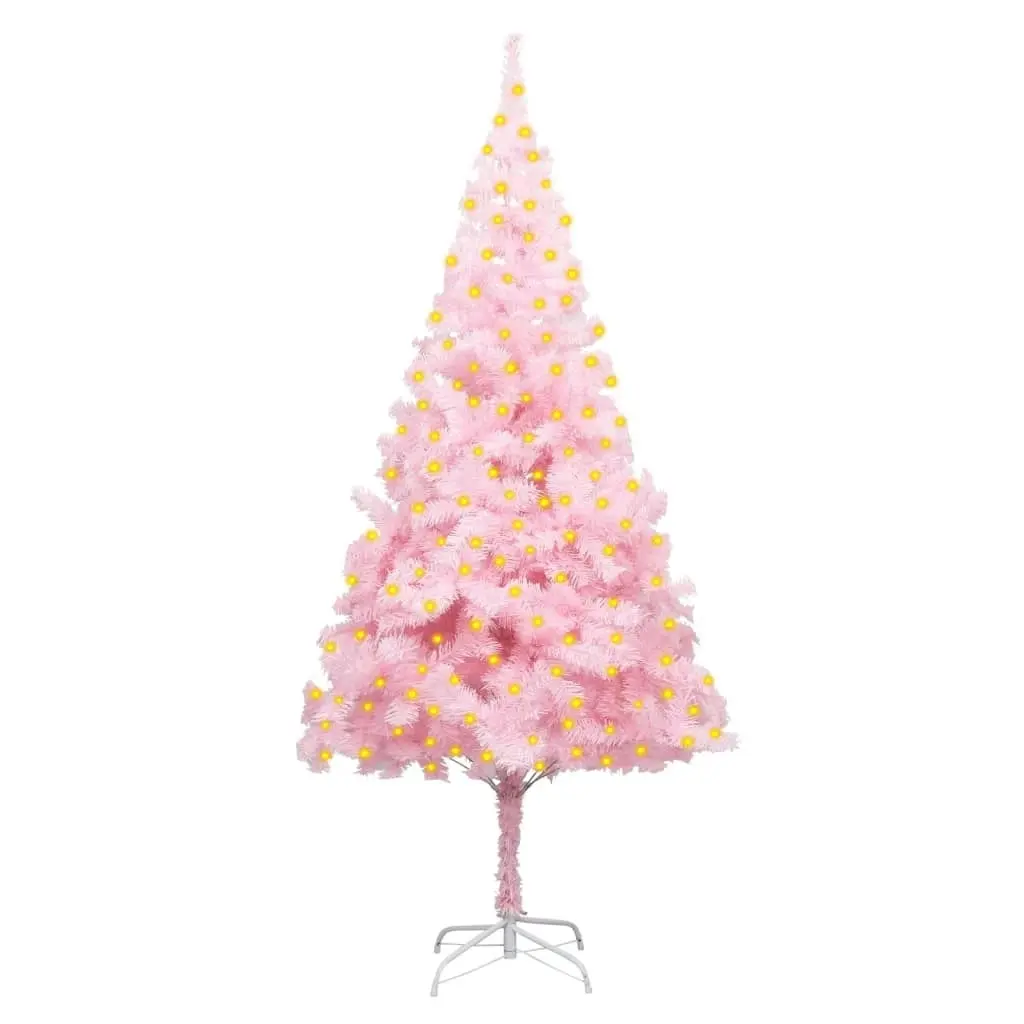 Artificial Pre-lit Christmas Tree with Stand Pink 210 cm PVC 3077414