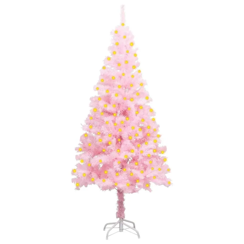 Artificial Pre-lit Christmas Tree with Stand Pink 150 cm PVC 3077412