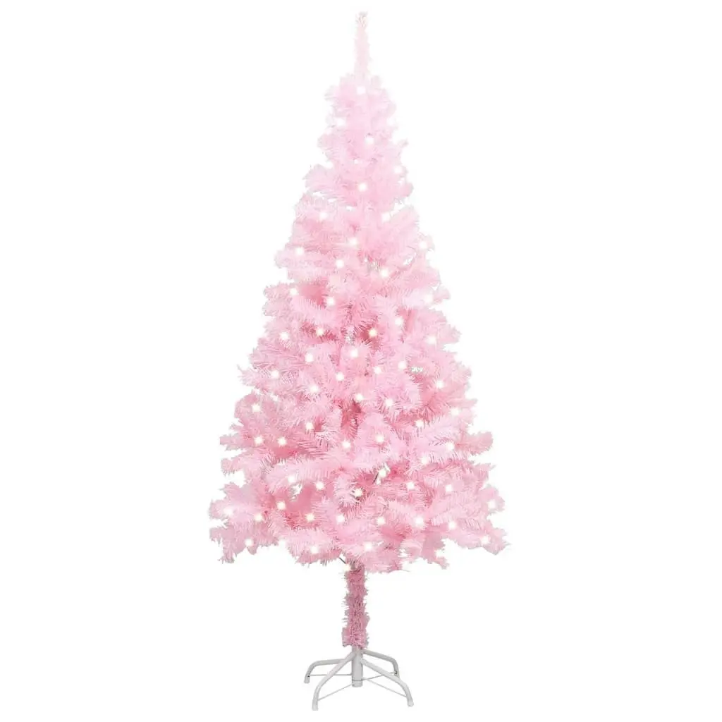 Artificial Pre-lit Christmas Tree with Stand Pink 240 cm PVC 3077415