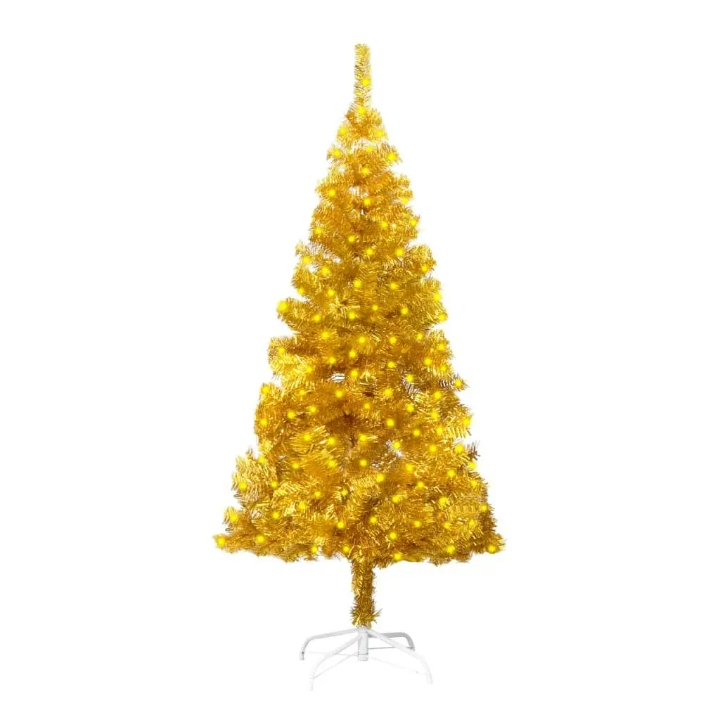 Artificial Pre-lit Christmas Tree with Stand Gold 150 cm PET 3077432