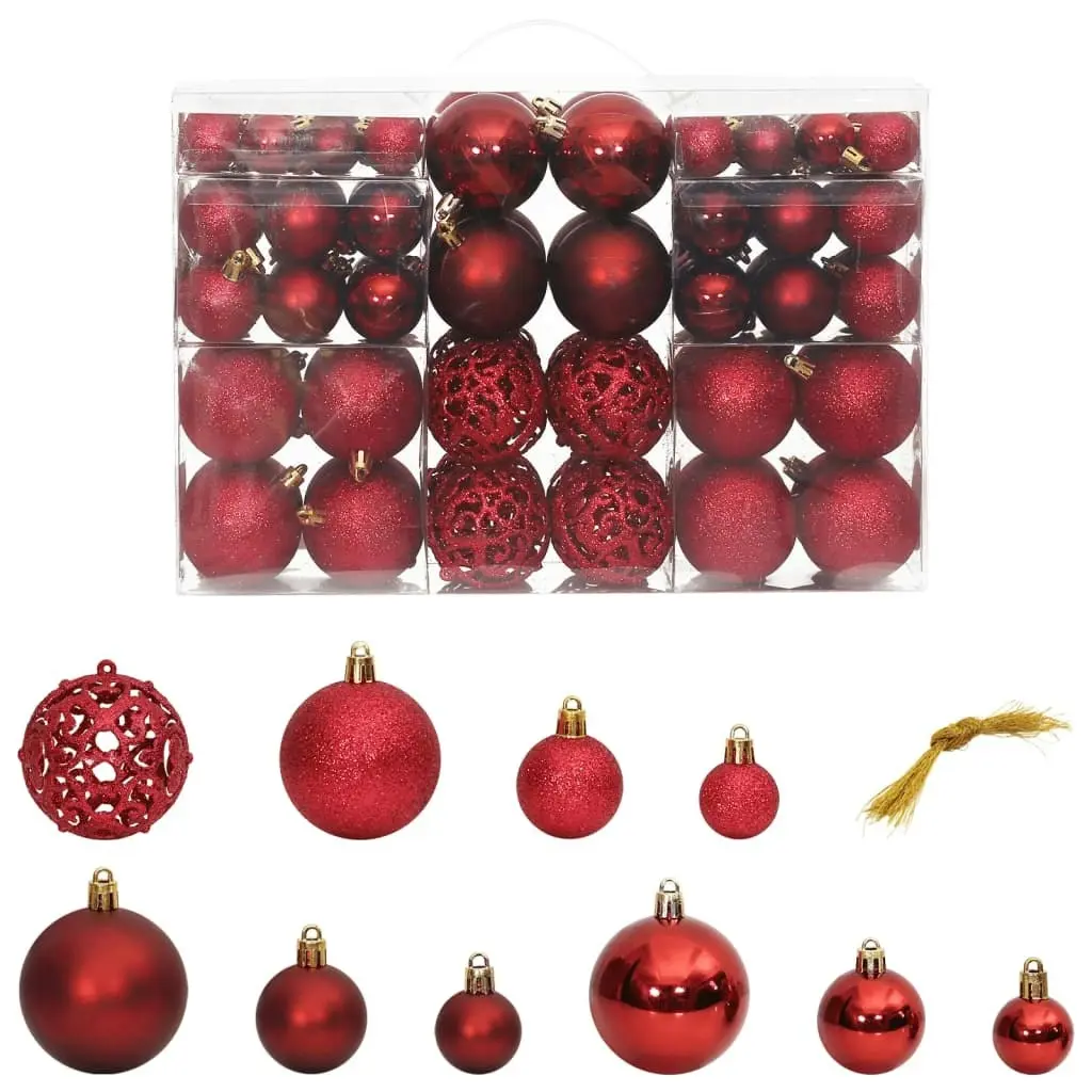 Christmas Baubles 100 pcs Wine Red 3 / 4 / 6 cm 356108