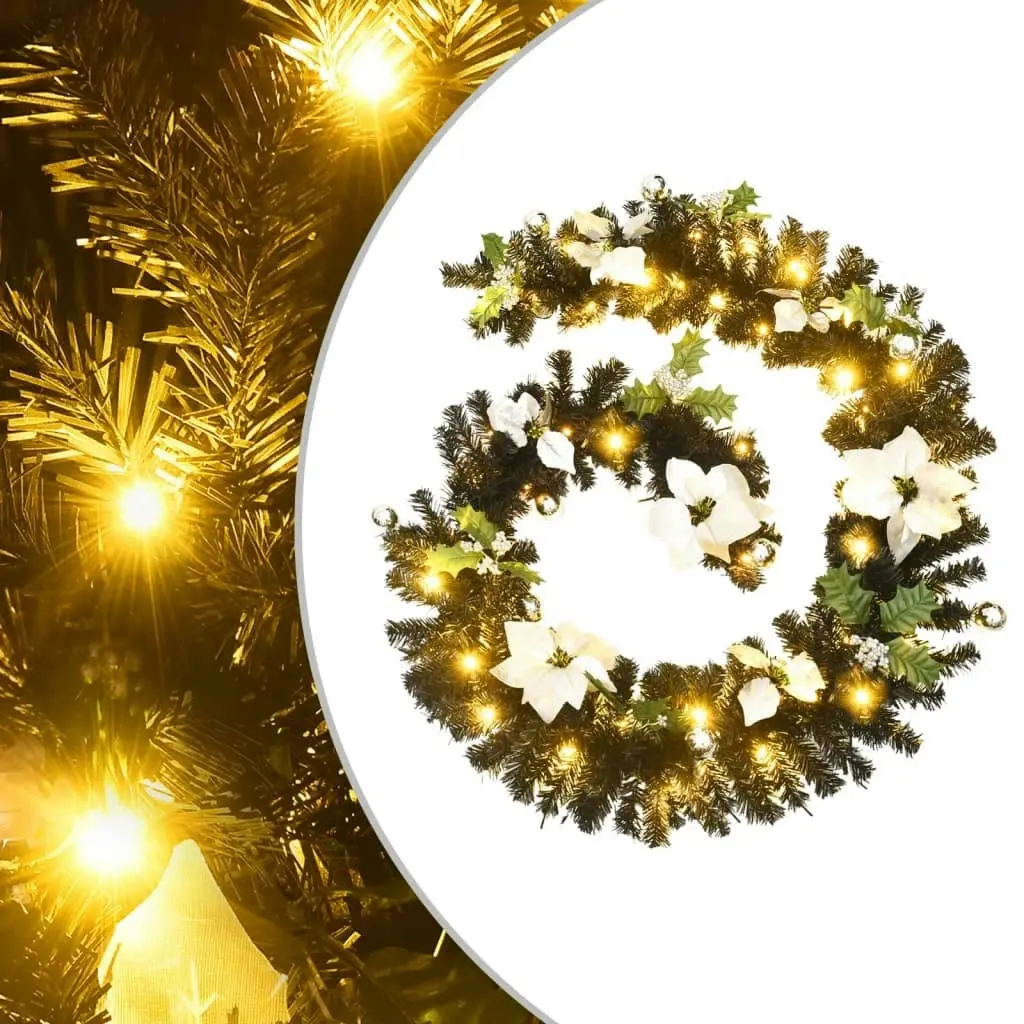 Christmas Garland with LED Lights Black 2.7 m PVC 320973