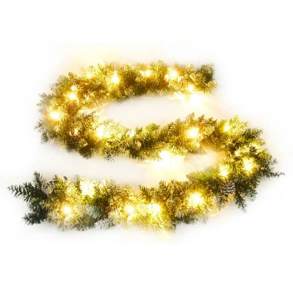 Christmas Garland with LED Lights Green 5.2 m PVC 345170