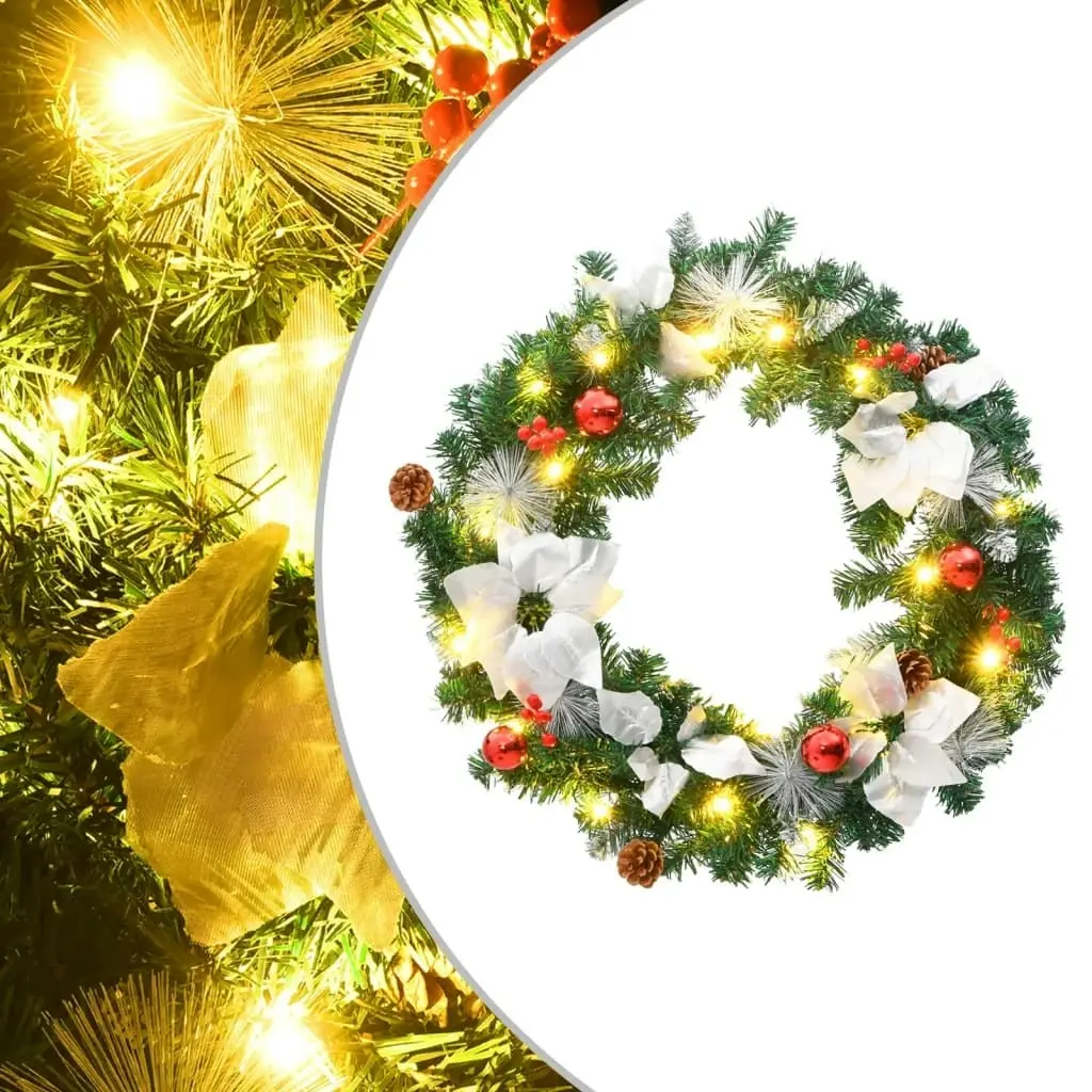 Christmas Wreath with LED Lights Green 60 cm PVC 321516