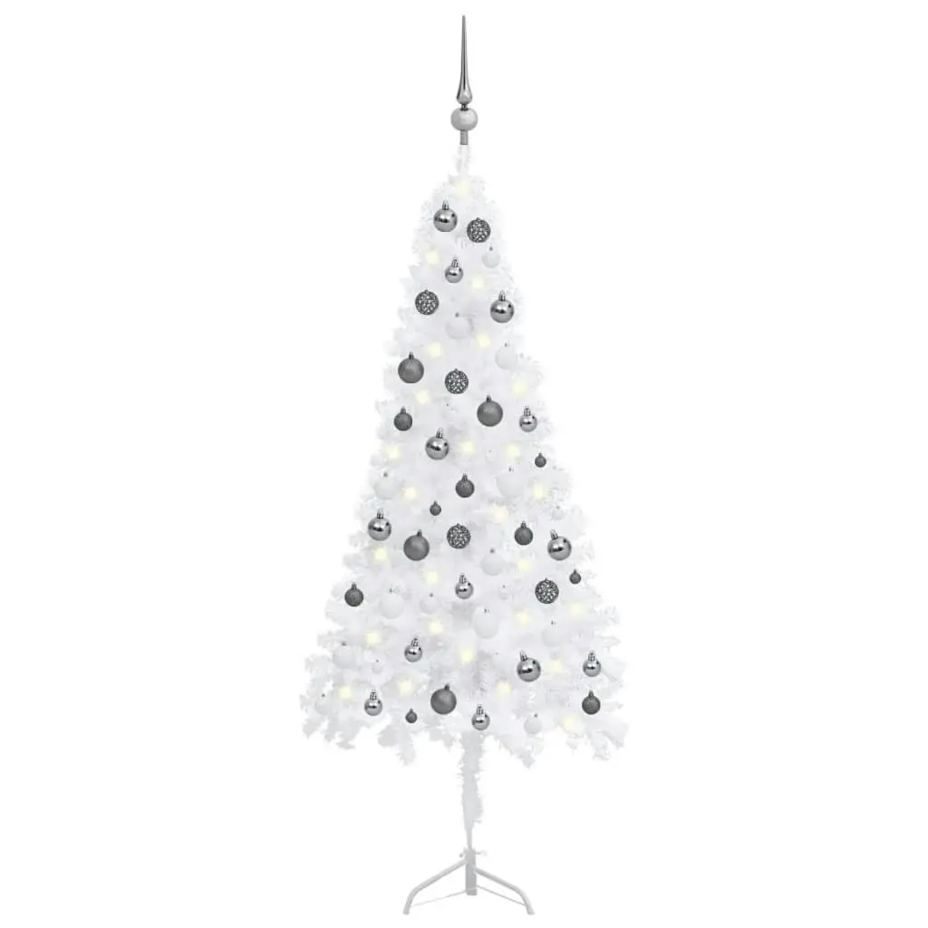 Corner Artificial Christmas Tree LEDs&Ball Set White 150 cm PVC 3077968